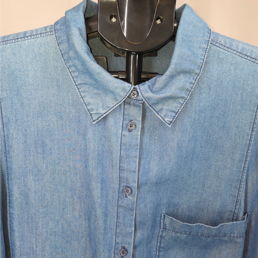 Lane Bryant Blue Denim Button Down Shirt Dress Long‎ Sleeve with Pockets Medium
